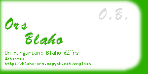 ors blaho business card